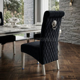 Sofia Lion Knocker Velvet Dining Chairs – Chrome Legs (Set of 2)