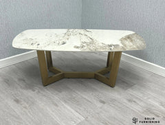Sorrento Oval Ceramic Gold Coffee Table – Cream & Gold