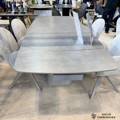Gstaad 160–240cm Extendable Sintered Stone Dining Table – Beige or Grey Modern 6–10 Seater Table