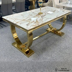 Arianna White & Gold Marble Coffee Table – Luxury Rectangular Centre Table