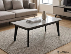 Arizona Grey Ceramic Coffee Table – Slim Rectangular Metal Frame Table