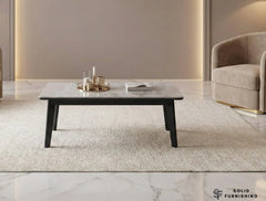 Arizona Grey Ceramic Coffee Table – Slim Rectangular Metal Frame Table