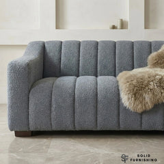 Astoria 3 Seater Sofa – Iron Bouclé with Deep Channel Stitched Design