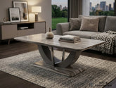 Atlantis Brown Marble Effect Coffee Table – Luxury Sculptural Centre Table