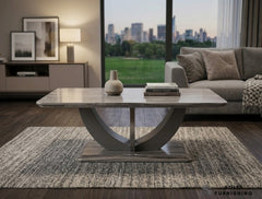 Atlantis Brown Marble Effect Coffee Table – Luxury Sculptural Centre Table