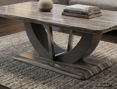 Atlantis Brown Marble Effect Coffee Table – Luxury Sculptural Centre Table