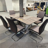 Atlantis Brown Marble Effect Dining Table with Atlantis Chairs – 4 or 6 Seater Modern Dining Set