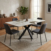 BK Milan Ceramic Dining Table – 150cm & 180cm Modern Black Cross Base Table