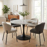 Bentley 90cm Round Ceramic Dining Table – Black or Chrome Pedestal Base