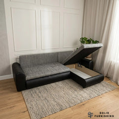 Berlin Grey & Black Corner Sofa Bed – Two Tone Storage Sofa Bed