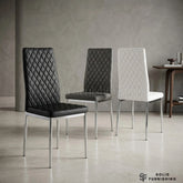 California PU Leather Dining Chairs with Chrome Legs – Set of 4
