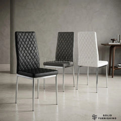California PU Leather Dining Chairs with Chrome Legs – Set of 4