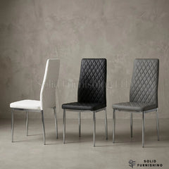 California PU Leather Dining Chairs with Chrome Legs – Set of 4