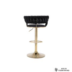 Camelia Black & Gold Bar Stools Set of 2 – Adjustable Luxury Breakfast Bar Chairs