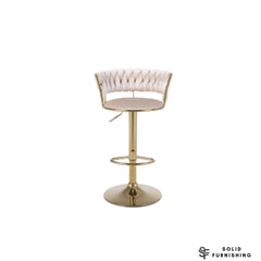 Camelia Cream & Gold Bar Stools Set of 2 – Luxury Adjustable Breakfast Bar Chairs