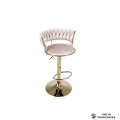 Camelia Cream & Gold Bar Stools Set of 2 – Luxury Adjustable Breakfast Bar Chairs