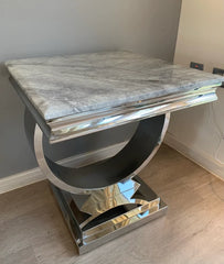 Chelsea Chrome Side Table – Marble & Ceramic Lamp Table