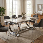 Chelsea Marble & Ceramic Dining Table – Polished Chrome Circular Base