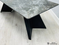 Chicago Black & Gold Ceramic Coffee Table – Modern Rectangular Centre Table