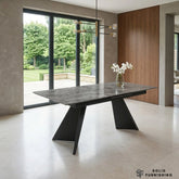Chicago Black & Gold Extendable Ceramic Dining Table – Luxury 160–260cm Marble Effect Dining Table