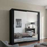 Chicago Black Mirrored Sliding Wardrobe – Modern Bedroom Storage Wardrobe