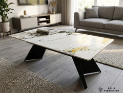 Chicago Cream & Gold Ceramic Coffee Table – Modern Living Room Centre Table
