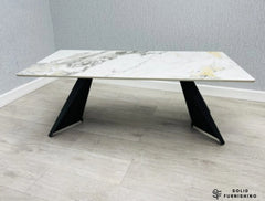 Chicago Cream & Gold Ceramic Coffee Table – Modern Living Room Centre Table