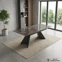 Chicago Grey Extendable Ceramic Dining Table – 160–260cm Modern Stone Effect Dining Table