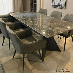 Chicago Grey Extendable Ceramic Dining Table – 160–260cm Modern Stone Effect Dining Table
