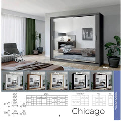 Chicago Mirrored Sliding Wardrobe – Modern Bedroom Storage Wardrobe