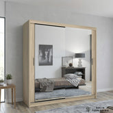 Chicago Oak Mirrored Sliding Wardrobe – Space Saving Bedroom Storage Wardrobe