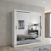 Chicago White Mirrored Sliding Wardrobe – Bright Space Saving Bedroom Wardrobe