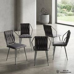Daisy Grey Velvet Dining Chairs with Silver Legs – Set of 2
