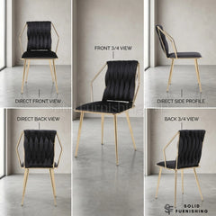 Daisy Velvet Dining Chairs with Gold Legs – Set of 2
