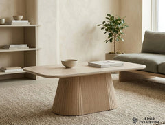 Davos Beige Ceramic Oval Coffee Table – Warm Neutral Modern Centre Table
