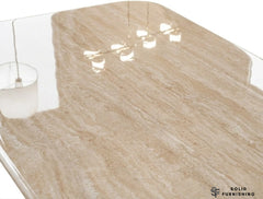 Davos Beige Ceramic Oval Coffee Table – Warm Neutral Modern Centre Table