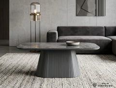 Davos Grey Ceramic Oval Coffee Table – Modern Sculptural Centre Table