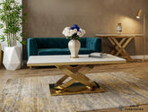 Elina Marble Coffee Table – Cream & Gold
