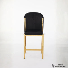 Fabio Black & Gold Upholstered Bar Stool – Fixed Frame Breakfast Chair