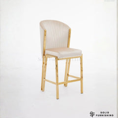 Fabio Cream & Gold Kitchen Island Breakfast Stool – Fixed Height Upholstered Bar Chair