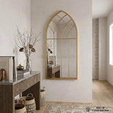 Gothic Arch Gold Wall Mirror – 50 x 110cm Decorative Hallway Mirror