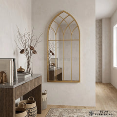 Gothic Arch Gold Wall Mirror – 50 x 110cm Decorative Hallway Mirror