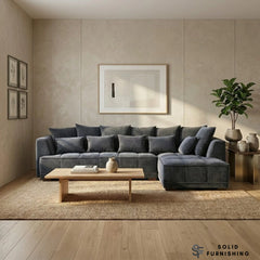 Gramercy Right Hand Facing Corner Sofa – Steel Grey Velvet