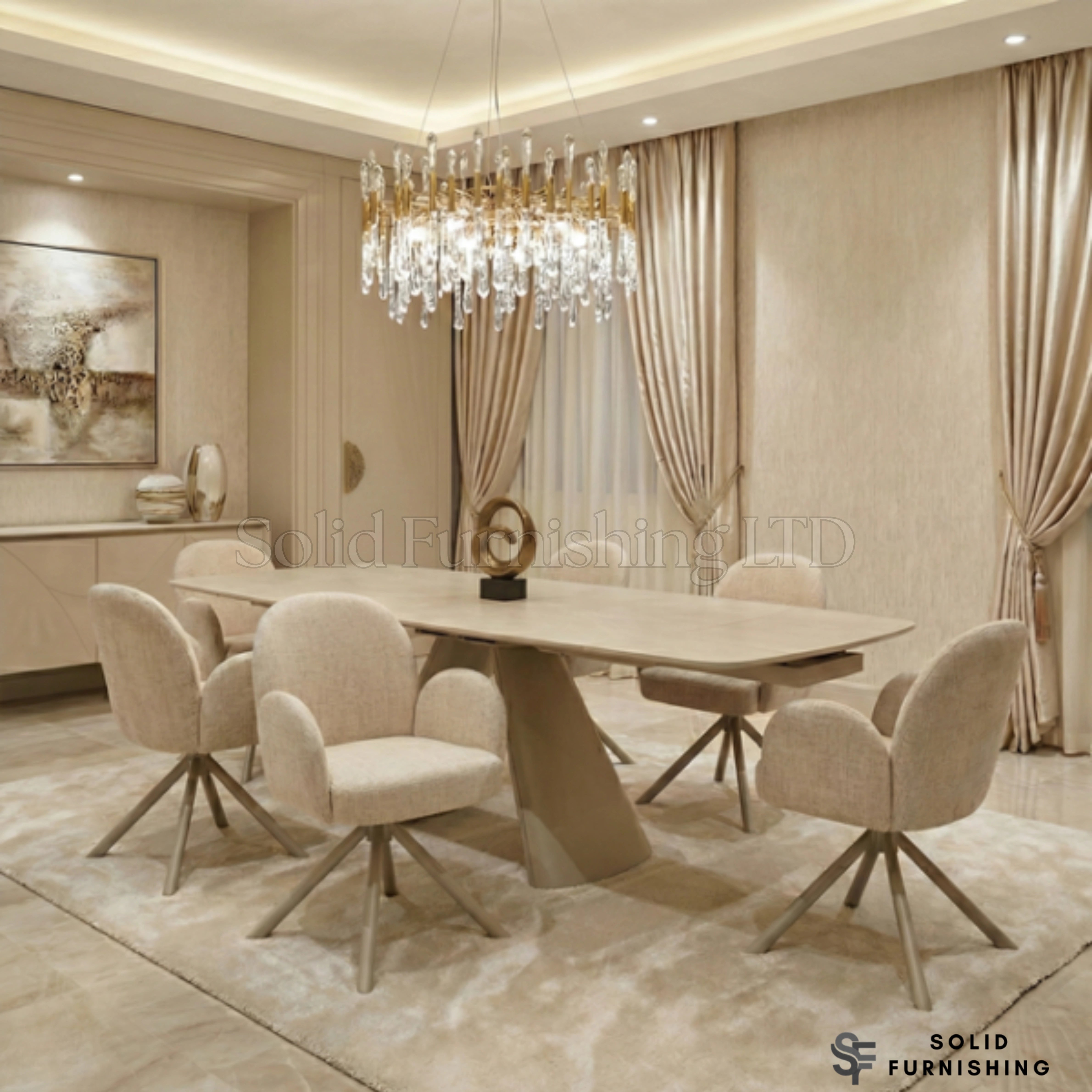 Gstaad Beige 360 Swivel Dining Chairs – Set of 2