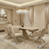Gstaad Beige 360 Swivel Dining Chairs – Set of 2
