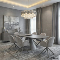 Gstaad Grey 360 Swivel Dining Chairs – Set of 2