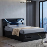 Half Moon High Gloss Ottoman Storage Bed with LED Lights – Double & King Size