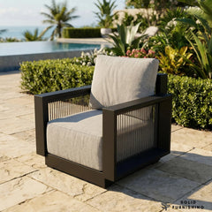 Ikos 5 Seater Luxury Garden Lounge Set – Onyx Aluminium Outdoor Sofa Set with Slat Coffee Table