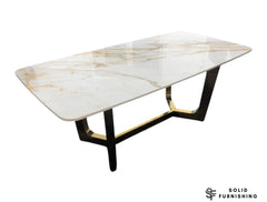 Jessica Cream & Gold Ceramic Coffee Table – Luxury Gold Frame Centre Table