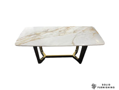 Jessica Cream & Gold Ceramic Coffee Table – Luxury Gold Frame Centre Table